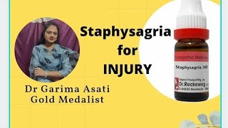 Medicine for injury  Dr Garima Asati  staphysagria for cut injuries [upl. by Nagud]