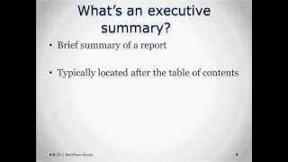 Preparing Executive Summaries  Episode 14 [upl. by Reave578]