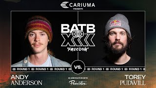 BATB 13 Andy Anderson Vs Torey Pudwill  Round 1 Battle At The Berrics Presented By Cariuma [upl. by Arremat]