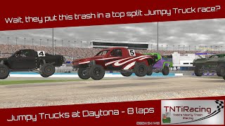 iRacing  Jumpy Trucks at Daytona  Somehow this trash ended up in a top split race [upl. by Indyc]