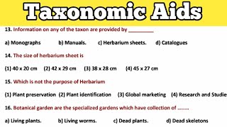 Taxonomic Aids MCQs  The Living World Biology Class 11  Plant Taxonomy MCQs [upl. by Amery]