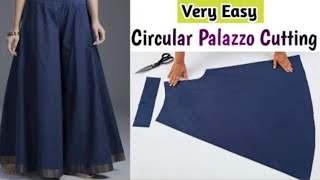 Very easy Circular Palazzo Pant Cutting and StitchingPlazo cutting for beginnersSonas creativity [upl. by Ynatirb]