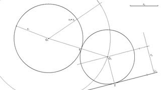 Circunferencia de radio conocido tangente a una recta y a otra circunferencia dadas [upl. by Gord75]