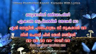 Ullasa Poothirikal Kannil Karaoke With Lyrics Malayalam [upl. by Eleynad]