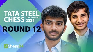 Gukesh v Pragg PreCandidates Faceoff amp Nodirbek v Vidit On Penultimate Day  Tata Steel 2024 Rd 12 [upl. by Frohne]