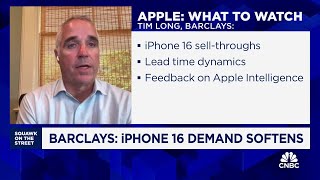 Barclays Tim Long We anticipate soft demand for iPhone 16 [upl. by Egedan]