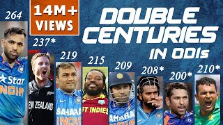 Double Centuries in ODI Cricket  Sachin Sehwag Rohit Sharma Chris Gayle Guptill Fakhar Zaman [upl. by Adnorhs382]