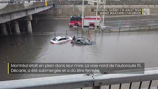 Les restes de Beryl créent des inondations urbaines à Montréal [upl. by Chadburn]