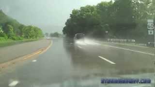 HD dashcam hydroplaning and bumping the center divider [upl. by Ann]