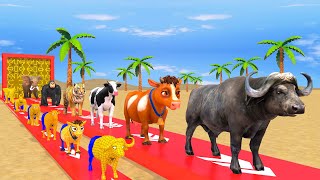 Paint amp Animals MammothGorillaTigerDuckCowLion Fountain Crossing Transformation Animals Cartoon [upl. by Oiramd]