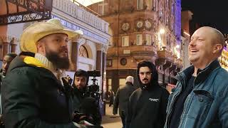 Christian Irish laughed at a Muslim who then became a laughingstock Muslim Cowboy LeicesterSquare [upl. by Pulchi278]