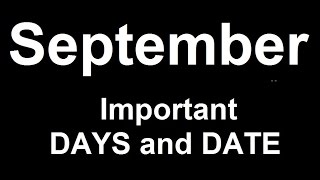 September Important Days and Dates Remember via Short trick [upl. by Janna]