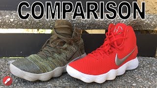 Nike Hyperdunk 2017 Flyknit React amp Regular Hyperdunk 2017 Comparison [upl. by Tneciv]