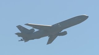 Last KC10 leaves Travis Air Force Base [upl. by Suhpoelc]