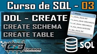 Comando CREATE criando banco de dados schema e tabelas table  DDL  Curso de SQL  Aula 03 [upl. by Dammahum]