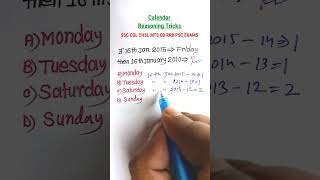 Calender Tricks  Calender Reasoning Tricks Reasoning Tricks SSC CGL RRB NTPC Exams shorts [upl. by Allan615]