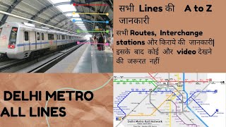 DELHI METRO ROUTE  DELHI METRO ALL LINES INFORMATION  DELHI METRO MAP  DELHI METRO LINE DETAILS [upl. by Maleki738]