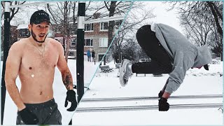 Streetworkout sous la neige et la reprise est si difficile [upl. by Idnak]