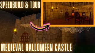 Building a Medieval Halloween Castle on Bloxburg  Speedbuild  Tour [upl. by Shedd]