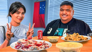 My Filipino Friend Tries Samoan Food For the First Time [upl. by Enalahs]