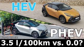 Toyota CHR PHEV vs HEV fuel energy power consumption economy highway city range mpg plugin hybrid [upl. by Gnilhsa687]