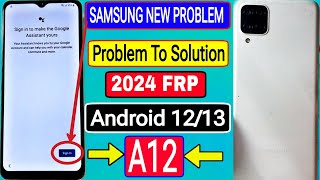 Samsung A12A127F FRP Bypass  A12 Frp Android 1213 Google Account Remove New Trick 2024 [upl. by Irallih]