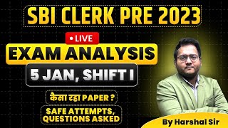 SBI Clerk Pre Analysis 2023 5th Jan 2024 Shift 1  SBI Clerk Exam Analysis 2023 amp Expected Cut Off [upl. by Niattirb]