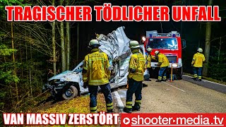 ❌ TRAGISCHER TÖDLICHER UNFALL ❌  🚒 Van kracht gegen Baum 🚒  VW total zerstört [upl. by Eilyw]