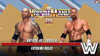 FULL MATCH Batista vs Triple H WWE Wrestlemania  WWE 2K24 [upl. by Darnell]