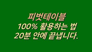 엑셀의 꽃 피벗테이블 100활용하는 법 단 20분에 끝냅니다 [upl. by Hedges]