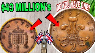 Do you have these Top 65 most Valuable UK 2 NEW PENCE RARE 5 new pence UK coins worth money [upl. by Noyr]