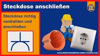 ➤ STECKDOSE ANSCHLIEßEN ➤ EINBAUEN ➤ ELEKTROINSTALLATION STECKDOSE VERDRAHTEN UND MONTIEREN ✔ [upl. by Sprung]