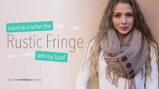 Rustic Fringe Infinity Scarf Crochet Tutorial [upl. by Sophia]