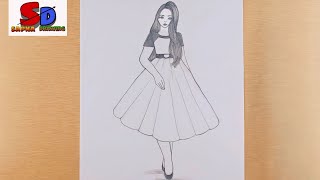 How to draw a very simple girl  Drawing easy  pencil sketch for beginner  sapnadrawing7130 [upl. by Nairred]