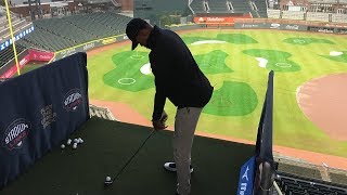 Atlanta Hawks star Kent Bazemore golfs at SunTrust Park home of the Atlanta Braves [upl. by Fermin]