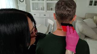 ASMR Neck Hair Filling  Removal Of Hairless Areas On The Neck [upl. by Ttennej987]