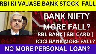 RBI INCREASE CREDIT RISK WEIGHT  Banking Stocks MORE FALL  RBL BANK SHARE CRASH SBI CARD SHARE [upl. by Burger]