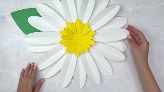 Large Paper Daisy Craft l Easy Large Paper Flowers Tutorial l Daisy Paper Craft l Flower Crafts [upl. by Annaoy414]