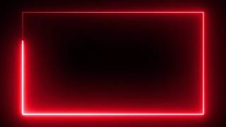 No Copyright Royalty Free Red Color Neon lights rectangle frame animated loop background [upl. by Meelak]