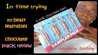 🍫 Trying MrBEAST Feastables 🍫 Milk Chocolate Review  Working Shopper 먹방 Mukbang Social Eating Show [upl. by Itraa]