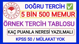 5 BİN 500 MEMUR ALIMI KPSS 50 PUAN ŞARTIYLA DOĞRU TERCİH SÜRECİ TARIM VE ORMAN BAKANLIĞI PUANLAR KAÇ [upl. by Dylana]