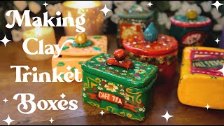 How I made Clay Trinket Boxes with Air Dry Clay DIY Ceramic Boxes Cozy Artist Studio Vlog✨🌸🌱 [upl. by Boj607]