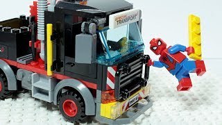 Lego SPIDER MAN Brick Building TRUCK Superhero Animation [upl. by Norrahc95]