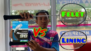 adu suara felet woven ti 3000 dan lining windstrom 72 ws senar yonex nanogy 98 [upl. by Ecyarg]