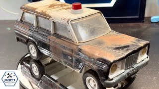 VINTAGE 1960s TONKA HIWAY PATROL JEEP WAGONEER RESTORATION  SANDBLASTED amp POWDER COATED [upl. by Ozmo]