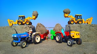 JCB3DX And jcb4dx backhoe loading Powertrac Tractor and Sonalika tractor trolley loading  Khudai [upl. by Zoila]