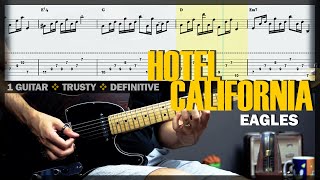 Hotel California  Guitar Cover Tab  Harmonizer Solo Lesson  Backing Track w Vocals 🎸 EAGLES [upl. by Odysseus987]