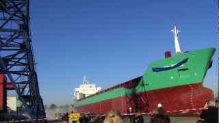 Lauching  Tewaterlating Ms Arklow Bridge  Bodewes Shipyards [upl. by Kealey]