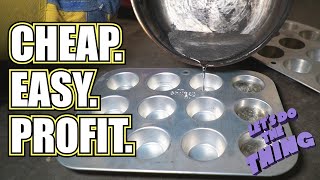 Make Money Smelting Ingots  Pewter  Simple DIY Melting and Casting Metal at Home [upl. by Lugar]