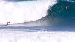 Huge Scary Pipe 3rd Reef NathanampIvan Florence Van Melum Mike Stewart Surfing North Shore Hawaii [upl. by Bundy]